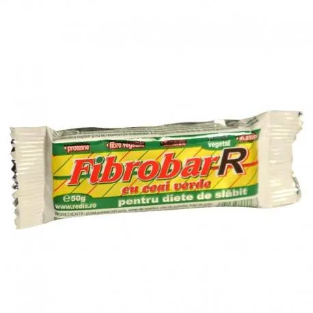 FibrobarR cu ceai verde - Baton pentru dietele de slabit, 50g