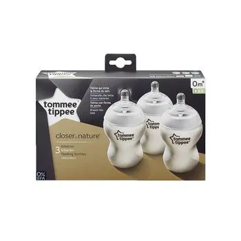 Set 3 biberoane PP tetina silicon Closer to Nature 0 luni+, 3 x 260ml, Tommee Tippee