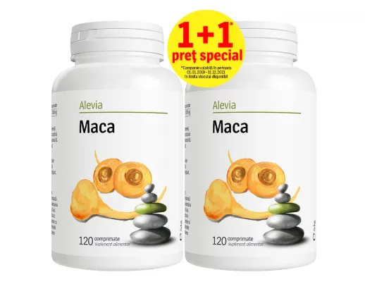 Pachet Maca, 120 comprimate (1+1), Alevia