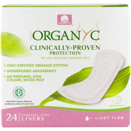 Absorbante zilnice din bumbac organic ambalate individual, 24 bucati, Organyc
