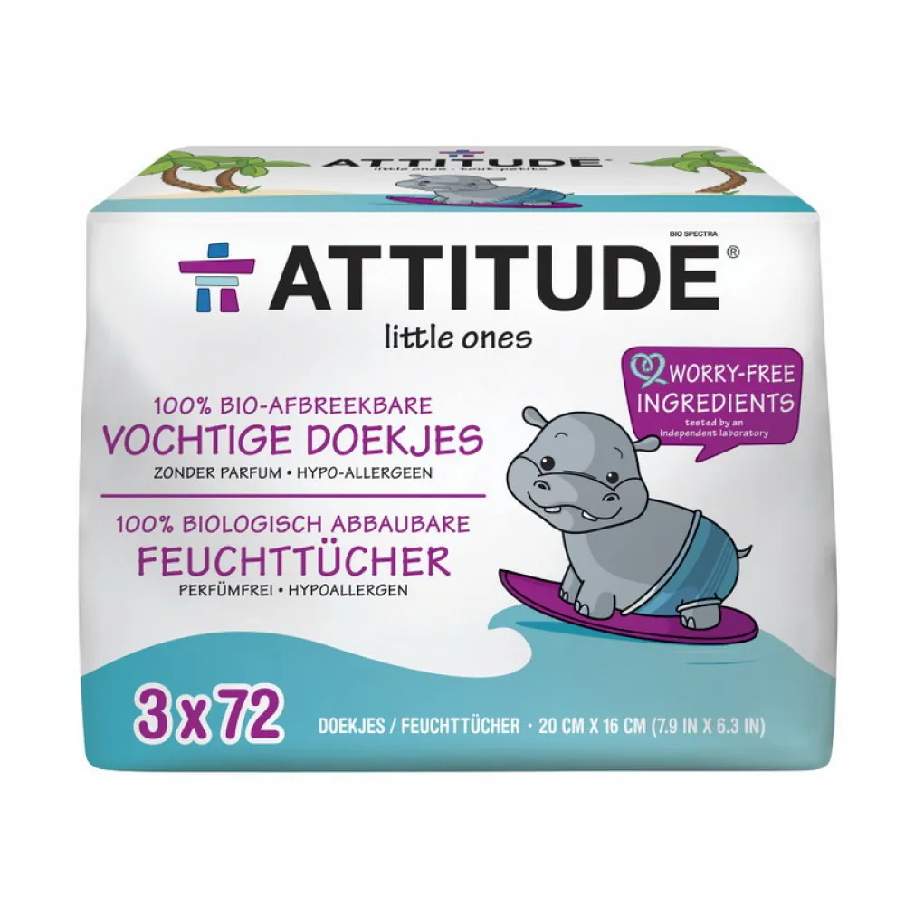 Rezerva şerveţele umede, 100% biodegradabile, fara miros (216), Attitude