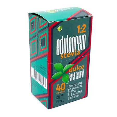 Edulcorem Stevia 1:2 Organic Linnea, 40 bucati, Remedia