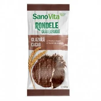 Rondele din grau cu glazura de cacao, 66g, SanoVita