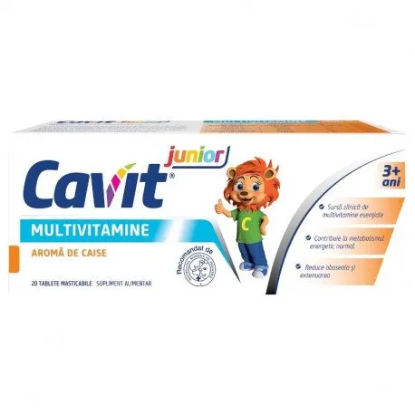 Cavit junior multivitamine cu aroma de caise, 20 tablete