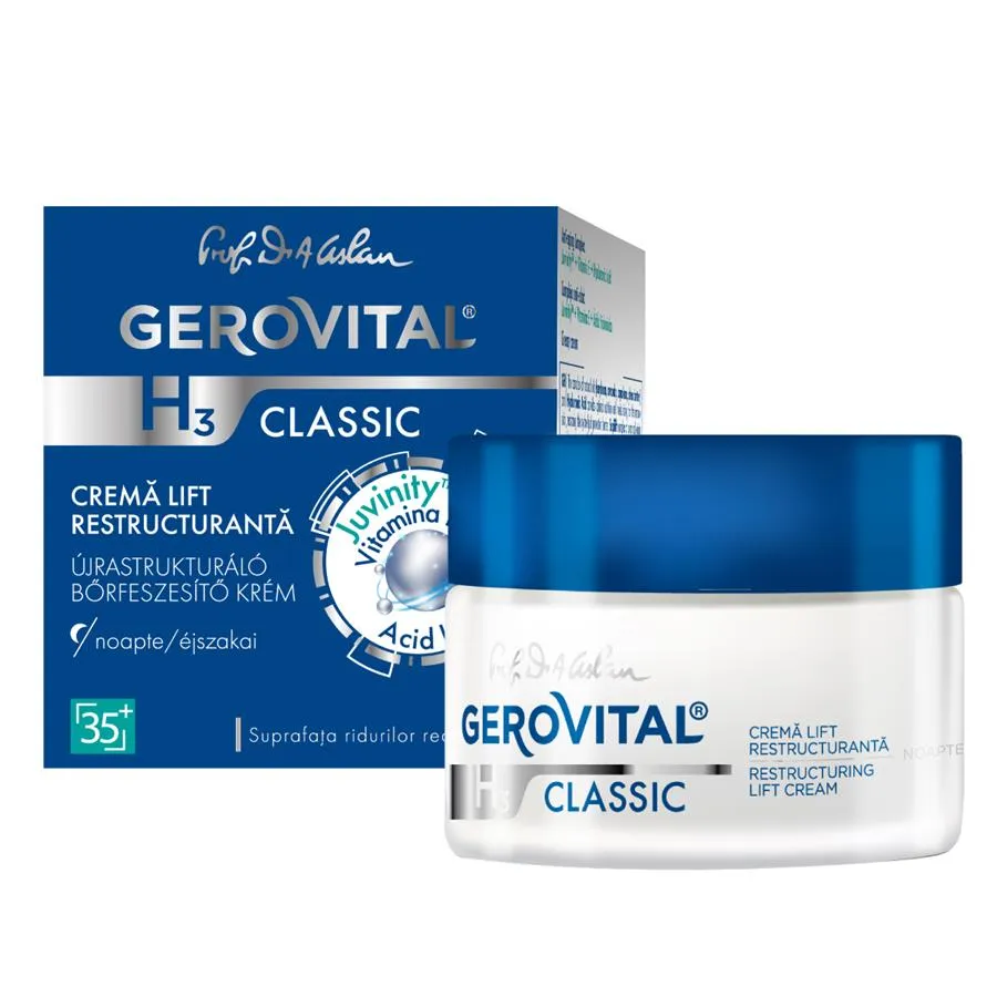 Crema Lift restructuranta de noapte H3 Classic, 50 ml, Gerovital 282