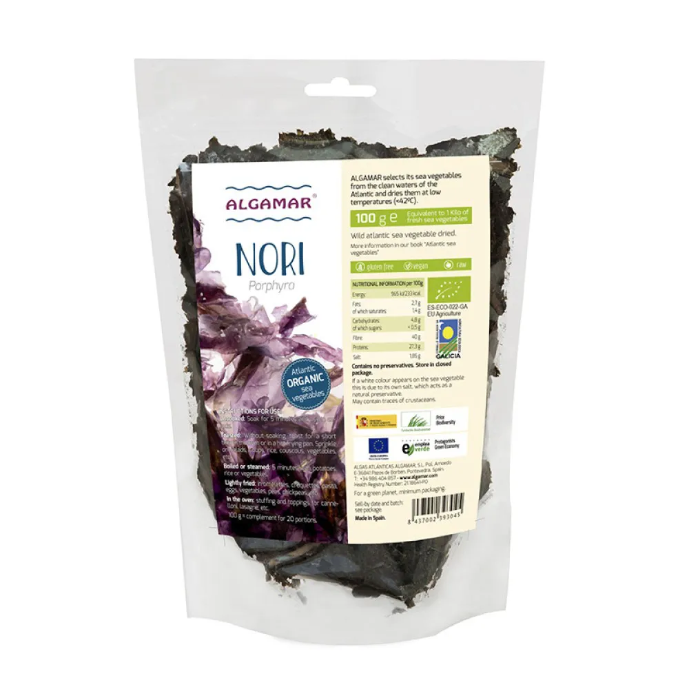 Alge marine Nori flakes bio (100g), Algamar