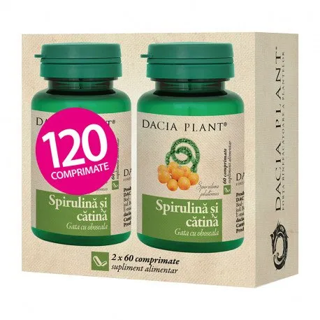 Spirulina si catina, 60 capsule 1+1 cadou, Dacia Plant