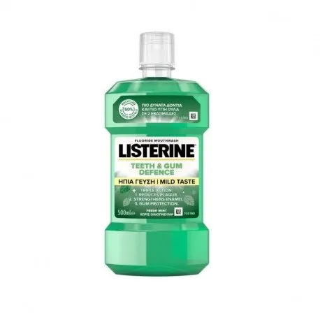 LISTERINE® Apa de Gura Teeth & Gum Defence & Gust Mai Putin Intens, 500ml