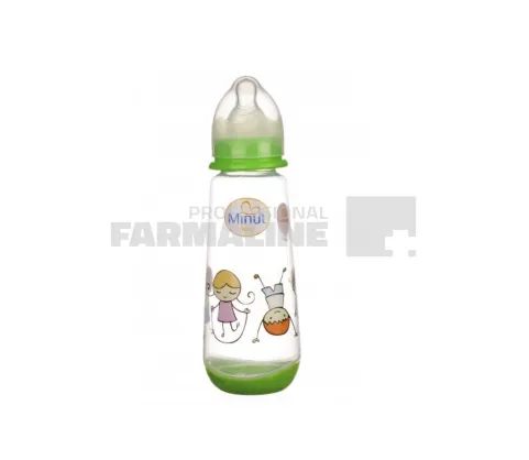 Minut Baby Biberon plastic cu tetina silicon  3 + luni 250 ml