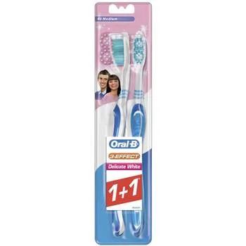 Periuta dinti Delicate White 3 Effect 40 medium, 2 bucati, Oral-B