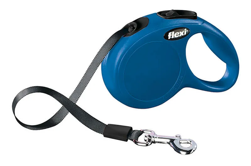 Lesa retractabila - Flexi New Classic - cu banda - S (12 kg) - Albastru