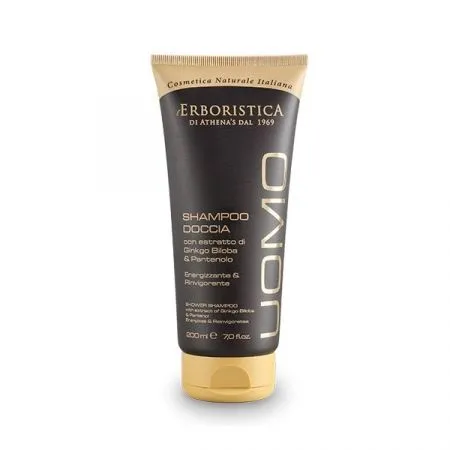 Sampon si gel de dus energizant si revigorant cu extract de ginkgo biloba si panthenol Uomo, 200 ml, L'Erboristica