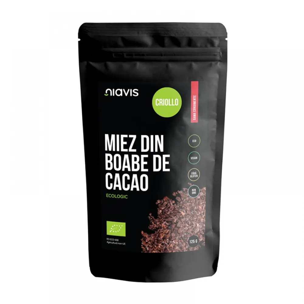 Miez din boabe de cacao criollo ecologice/BIO (125 grame), Niavis