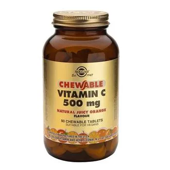 Vitamina C masticabil cu aroma de portocala, 90 tablete, Solgar