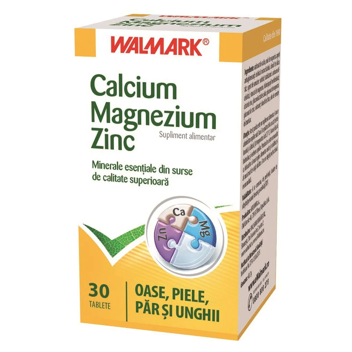 Walmark Calciu,Magneziu,Zinc x 30 tablete
