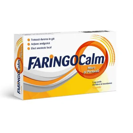 Faringocalm miere si portocala, 3 mg, 12 pastile, Terapia