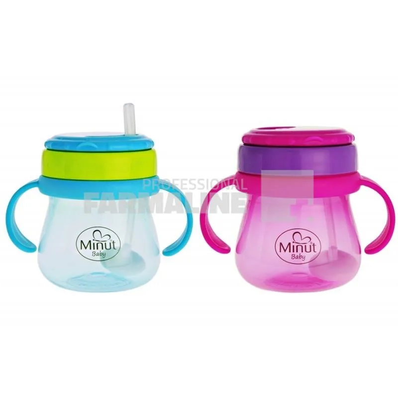 Minut Baby Cana anticurgere cu pai si capac 6+ luni (MIN2018011) 250 ml