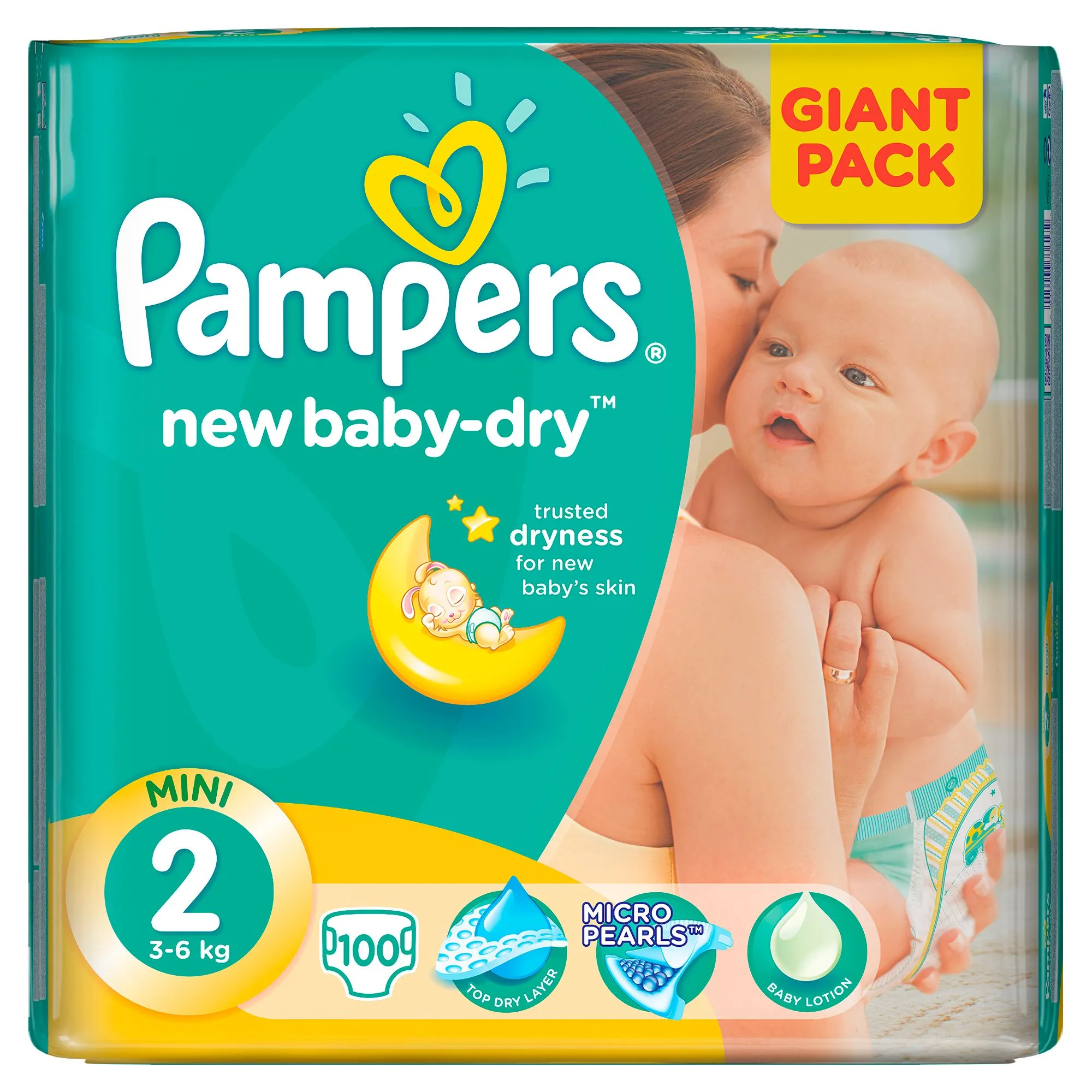 Pampers 2 Baby Dry 3-6 kg , 100 buc