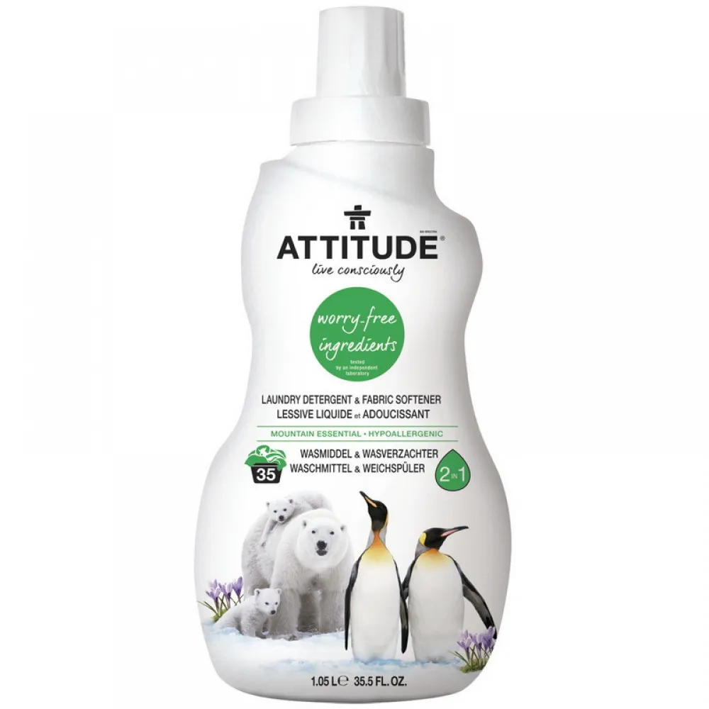 2 in 1 Detergent si balsam de rufe, aroma montana (1050 ml), Attitude