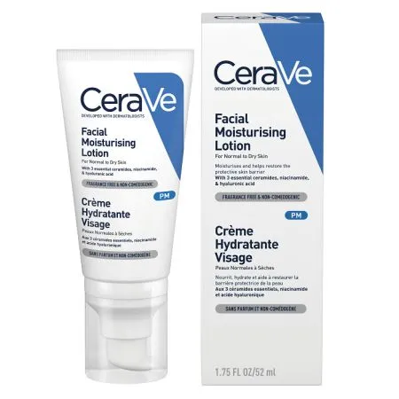 Crema hidratanta de fata pentru ten normal si uscat, 52 ml, CeraVe