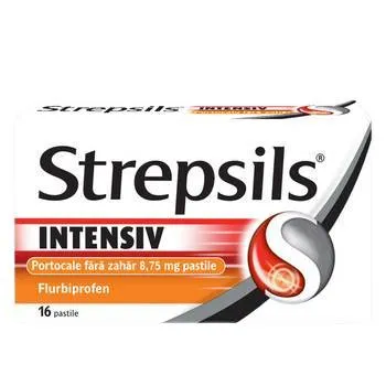 Strepsils Intensiv fara zahar cu aroma de portocale, 16 pastile, Reckitt Benckiser