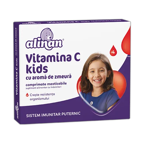 Alinan Vitamina C Kids Zmeura 20 comprimate masticabile - Fiterman