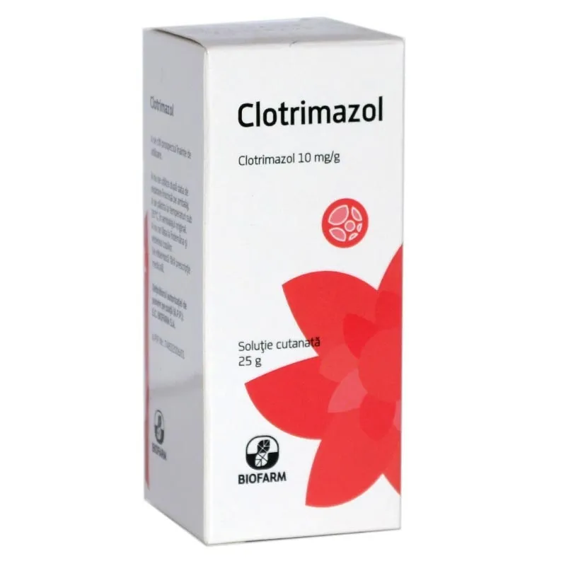 Clotrimazol solutie cutanata, 25 g, Biofarm