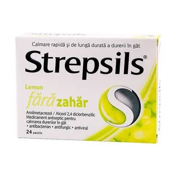 Strepsils lemon fara zahar, 24 pastile, Reckitt