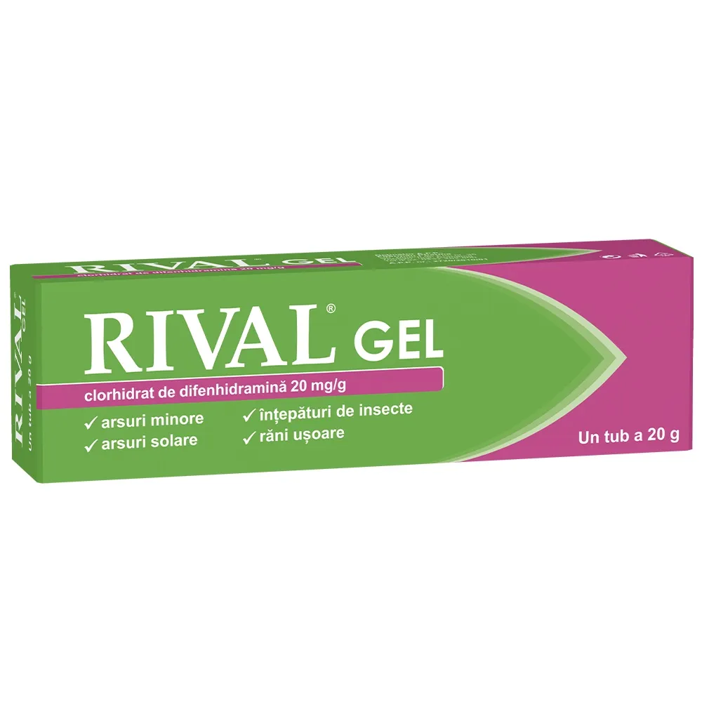Rival 20mg/g gel antialergic si anestezic (intepaturi insecte, arsuri) x 20 grame