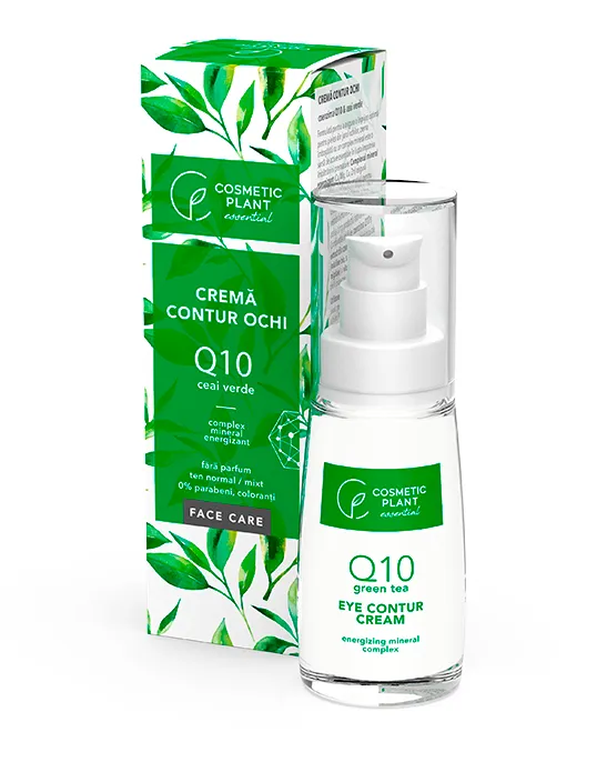 Crema contur ochi Q10 + ceai verde si complex mineral energizant, 30 ml, Cosmetic Plant