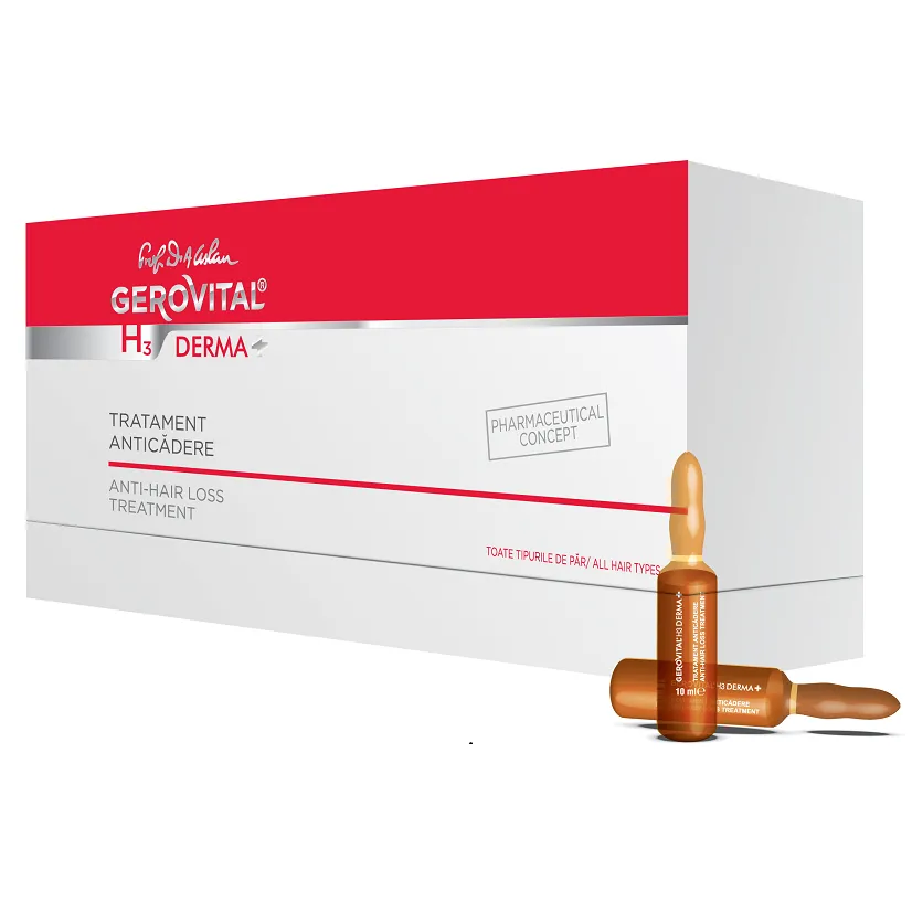 Tratament anticadere H3 Derma+, 12 fiole, Gerovital