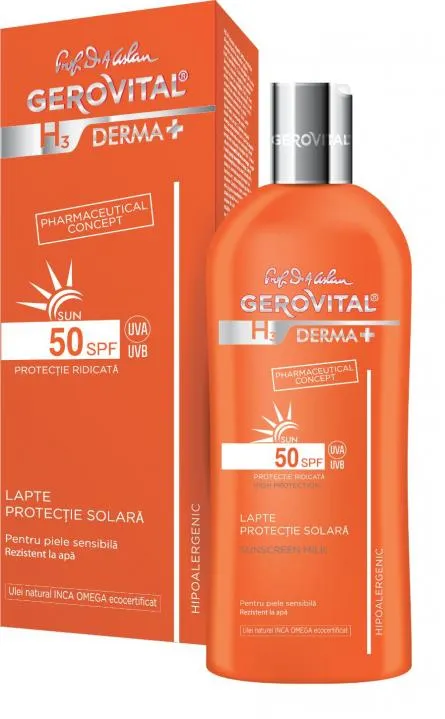 Lapte protectie solara SPF50 H3 Derma+, 200 ml, Gerovital 4632