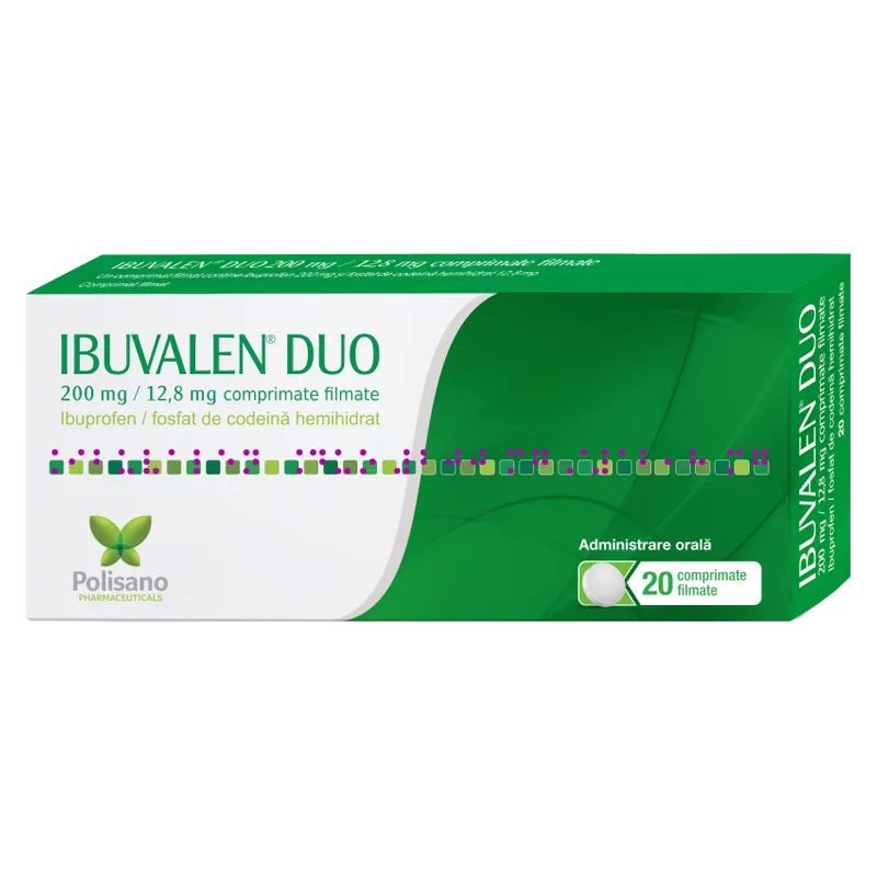 Ibuvalen DUO x 200mg/12,8mg x 20 comprimate