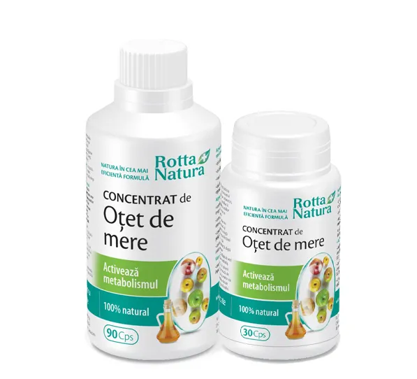 Concentrat de oțet de mere, pachet 90 capsule + 30 capsule