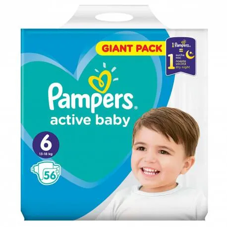 Pampers nr. 6 Active Baby 13-18 kg, 56 buc