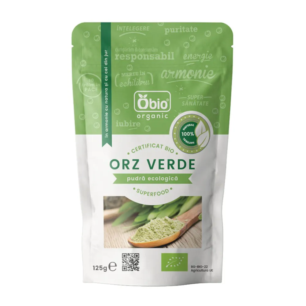 Pulbere de orz verde raw bio (125 grame)