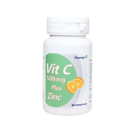 Vitamina C 500 mg + Zinc, 30 comprimate, Pharmex