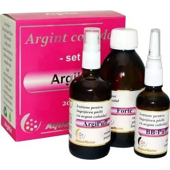 Pachet Argint coloidal Forte 30 ppm 200ml + Lotiune spray ArgiPuff 30ppm 100ml + Pulverizator nazal BB-Puff 30ppm 50ml, Aghoras