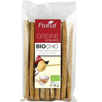 Grisine din grau spelta integral cu sare de mare Biochio, 75g, Pronat