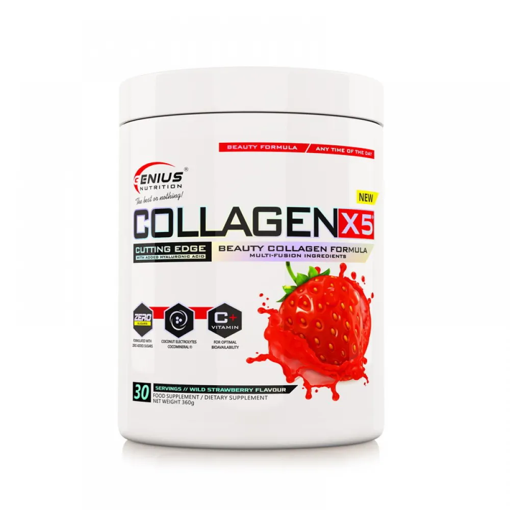 Collagen-X5 cu aroma de capsuni (360 grame), Genius Nutrition