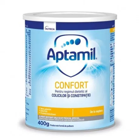 Lapte praf Aptamil CONFORT impotriva colicilor, 400 grame, 0-6 luni