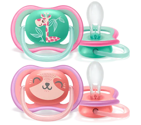 Suzete Ultra Air cu animale pentru fete x 2, +18luni