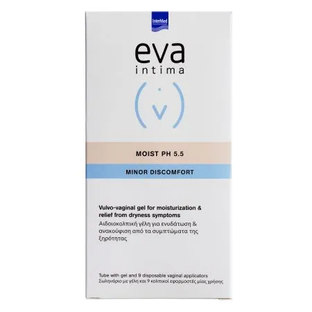 Gel vulvo-vaginal pentru hidratare si ameliorarea simptomelor de uscaciune Eva Intima Moist pH 5.5, 9 aplicatoare vaginale, Intermed