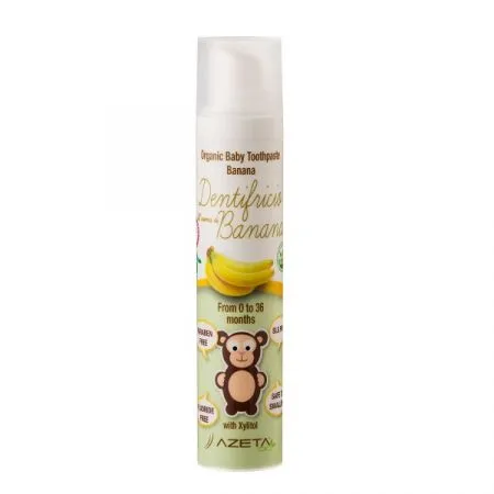Pasta de dinti Bio cu aroma de banane pentru copii, 0-36 luni, 50 ml, Azeta Bio