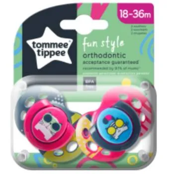 Suzete ortodontice de zi Fun Multicolore 18-36 luni, 2 bucati, Tommee Tippee