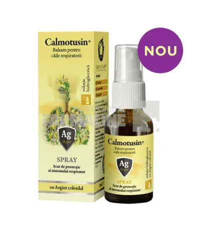 Calmotusin Spray pentru gat cu argint coloidal fara alcool 20 ml
