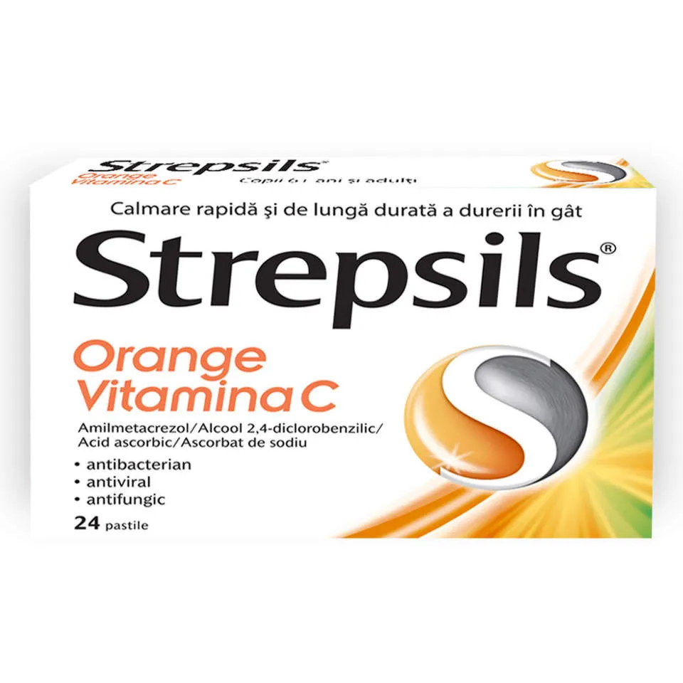 STREPSILS ORANGE VITAMINA C 24 PASTILE