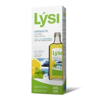 Ulei din ficat de cod cu aromă de lamaie si menta, 240ml, Lysi