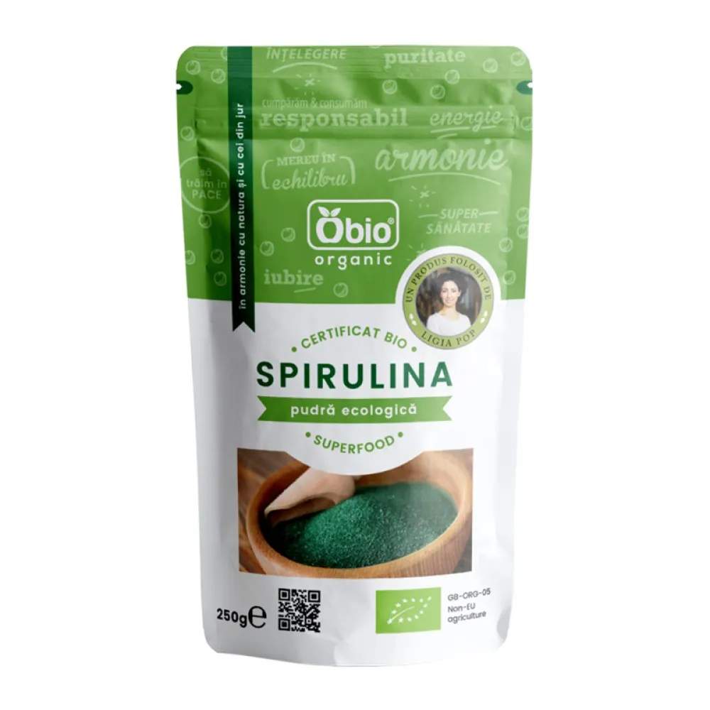 Spirulina pulbere raw bio (250 grame)