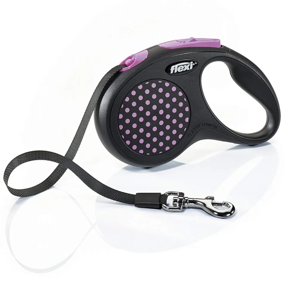 Lesa retractabila - Flexi Design - cu banda - S (15 kg) - Roz